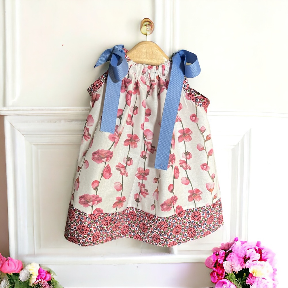 3 to 6 month pillowcase dress. Handmade by me.